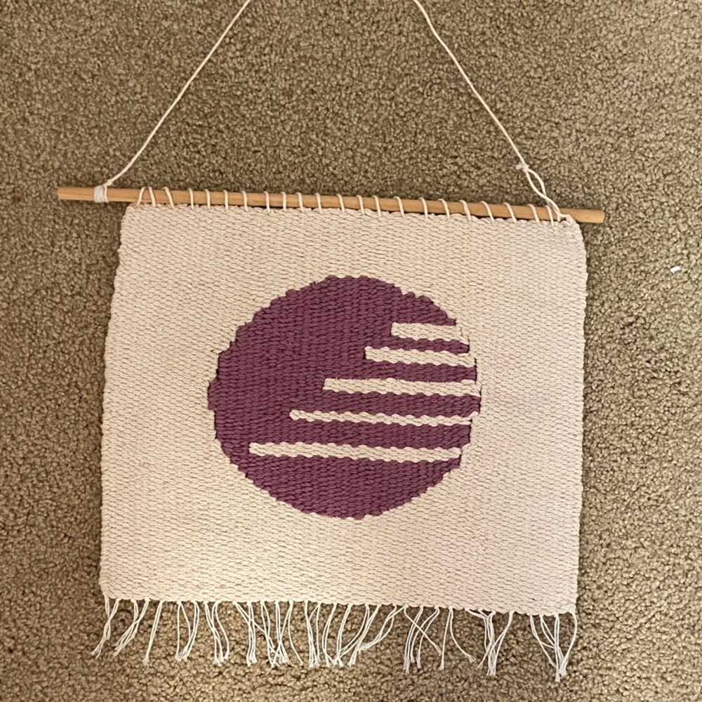 Handwoven Wall Hanging with Purple Circle